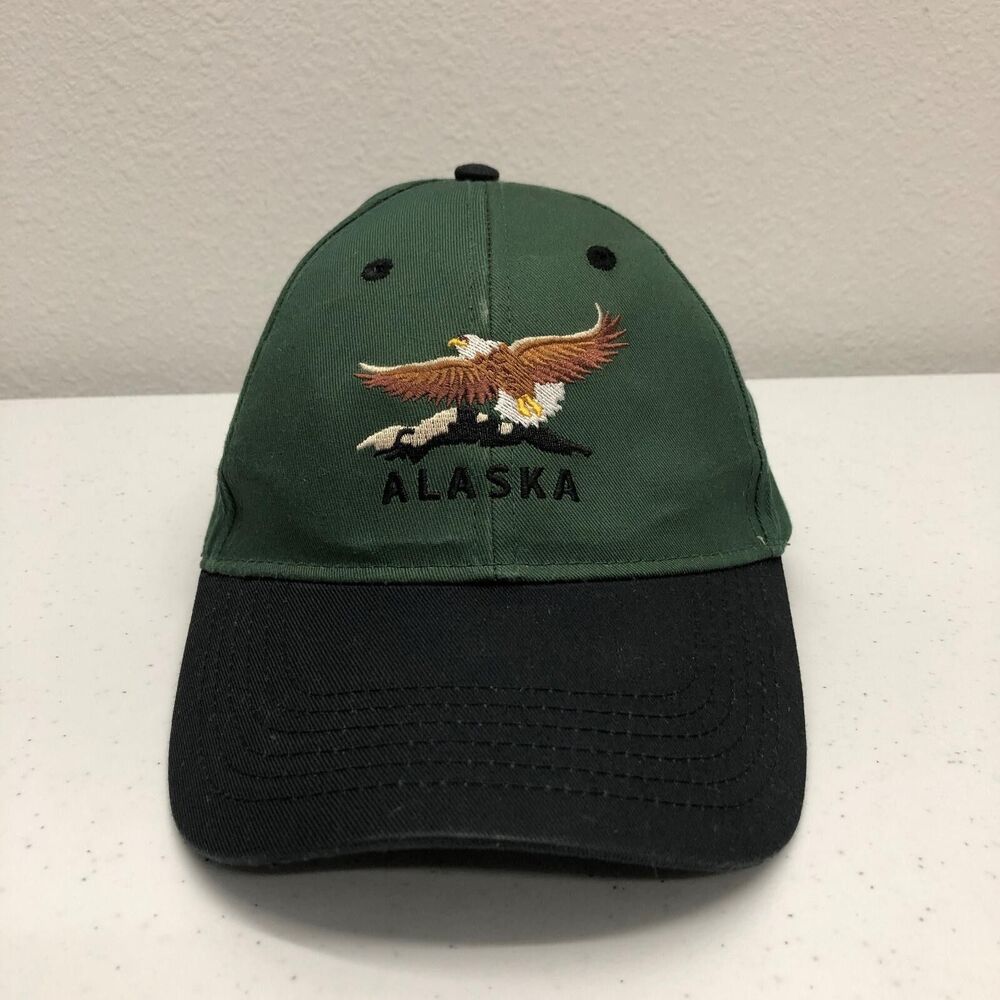 Arctic Circle Alaska Hat Cap Strap Back Mens One Size Green Black Eagle USA Norm